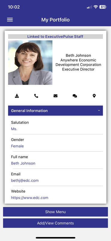 Mobile App Contact View